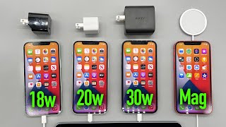 iPhone Charge Test 18w vs 20w vs 30w vs MagSafe Charger [upl. by Naved]