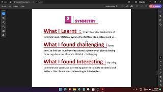 Learners Diary LD math class VI Six 9th chapter Symmetry [upl. by Rodenhouse]