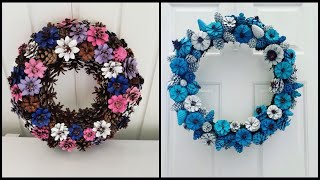 Very beautiful and easy pinecone wreath  Pinecone craft  Pinecone wreath ideas [upl. by Nioe]