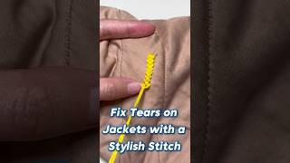 DIY Patch Repair Fix Tears on Jackets with a Stylish Stitch sewingtips sewing [upl. by Noyad385]