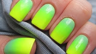 Pastel mint and neon yellow  Ombre nails  Zółty neon i pastelowa mięta  Basevehei [upl. by Ahsito128]