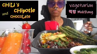 Chilis Chipotle 🌶🥑🍫 and CHOCOLATE  Vegetarian 먹방 Mukbang  Social Eating Show with Working Shopper [upl. by Tom33]