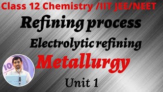 Refining process Electrolytic refining Class 12 Chemistry Metallurgy Part 19 [upl. by Rezeile]