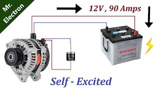 12v 90 Amps Car Alternator to Self Excited Generator using DIODE [upl. by Cecil513]