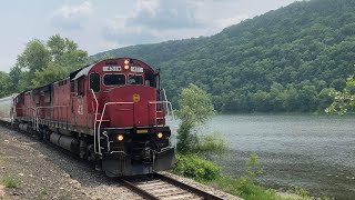 WNYP C430s 431 and 432 going NB along The Allegheny￼ River in Reno Pa on 6623 [upl. by Nipahc997]