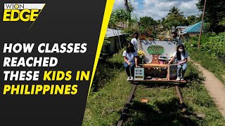 Philippines Watch how teachers use trolleys as mobile classrooms for kids amid Covid19  Wion Edge [upl. by Ahsiekram]