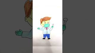 easy kids drawing 👨🏼‍⚕️😷shorts story funny comedy emotional drawing kids art doctor yt [upl. by Ilak58]