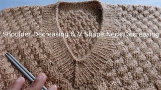 How to DECREASE VShape Neck and Shoulder in GENTS Sweater [upl. by Heber]