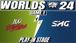 100T vs SHG Game 1  Play In Stage Day 4  2024 Worlds  Softbank HAWKS Gaming vs 100T [upl. by Luapnoj]