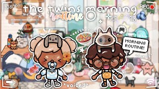 the twins SUMMER morning routine ◌ ‧₊˚ 🛁🫐🎀  VOICED  Toca Boca Life World [upl. by Nikal]