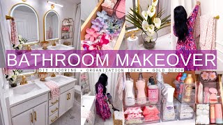 DIY BATHROOM MAKEOVER  Bathroom Decorating Ideas  Satisfying Organization  Gold Decor [upl. by Tnairb]