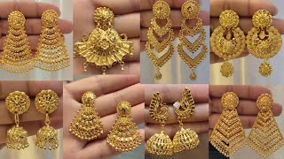 Latest Gold Earrings Designs 2023  GOLD EARRINGS  Gold Earrings With Weight And Price [upl. by Esiuqram]