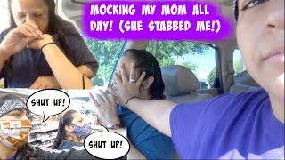 MOCKING MY MOM ALL DAY SHE STABBED ME [upl. by Ycnalc]