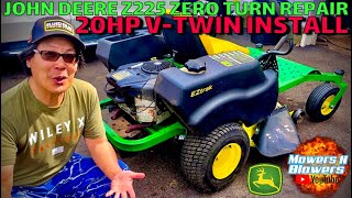 FREE JOHN DEERE Z225 ZERO TURN LAWNMOWER 20HP BRIGGS VTWIN ENGINE SWAP amp REPLACEMENT INSTALLATION [upl. by Anaela594]