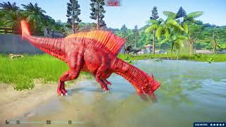 Tyrannosaurus Rex Vs Indominus Rex Vs Karnotaurus  Satisfying Jurassic World Evolution 2 [upl. by Rehpotsyrk342]