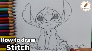 How to draw stitch step by step amp easy for beginners [upl. by Hesther]