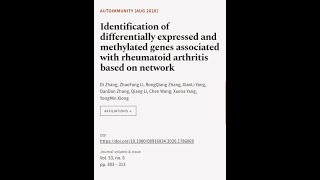 Identification of differentially expressed and methylated genes associated with rheum  RTCLTV [upl. by Aig]