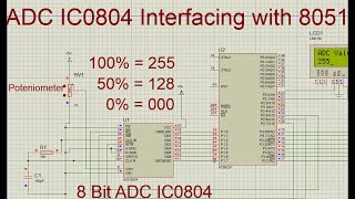 Proteus Simulation ADC Interfacing with 8051 and LCD display [upl. by Behrens]