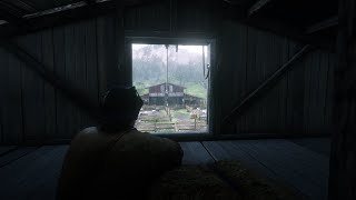 Relaxing to the sound of rain and thunder Arthur Morgan takes refuge in the stables  RDR2 ASMR [upl. by Jaynell]