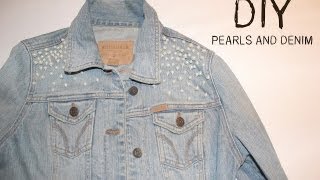 DIY Personalizar chaqueta denim con hombreras de perlas [upl. by Sophy]