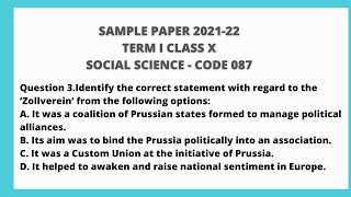 Q3 Sqp Social Science Identify the correct statement with regard to the ‘Zollverein’ from the [upl. by Forester]