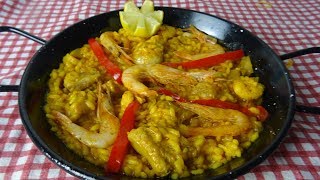 PAELLA MIXTA DE MARISCO Y POLLO  RECETA CASERA FÁCIL [upl. by Notlok517]