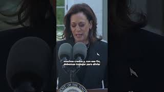 Debemos aliviar el inmenso sufrimiento de los palestinos inocentes de Gaza Kamala Harris Latinus [upl. by Airdnaid]