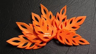 Simple Carrot Leaf Design  Beginners Lesson 17 By Mutita The Art Of Fruit And Vegetable Carving [upl. by Stephenie]