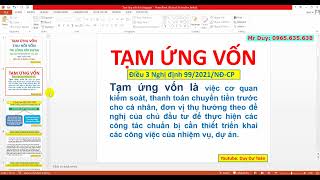 TẠM ỨNG VỐN ĐẦU TƯ XÂY DỰNG Nghị định 992021NĐCP Chính phủ [upl. by Annoyt]