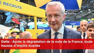 Dette  Après la dégradation de la note de la France toute hausse d’impôts écartée [upl. by Legin]