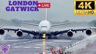 🔴4K London Gatwick Airport LIVESTREAM 🔴 LGW momements in stunning details aviation livestream [upl. by Agatha]