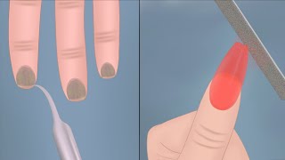 Split nails treatment Acrylic nails ASMR animation Manicure treatment [upl. by Rj]