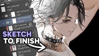 Sketch to Render 🖋️ Full Digital Drawing Process Clip Studio Speedpaint [upl. by Ortiz]