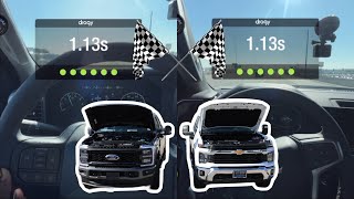 2024 Ford Super Duty 68L Gas V8 MiniZilla VS Chevy 66L Gas L8T 060 Drag Race [upl. by Erleena90]