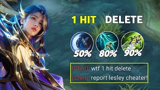 LESLEY BEST 1 HIT DELETE BUILD 2024 recommended build and emblem  MLBB [upl. by Llehsal744]