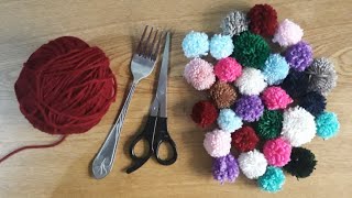 How to make pompoms using a FORK [upl. by Noevad]