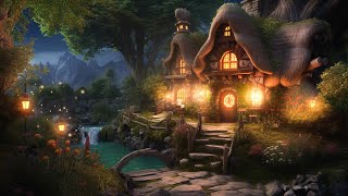 Mystical Druid Cottage in the Mountain Forest  Peaceful Night by the Riverside  Nature Soundscapes [upl. by Agosto]