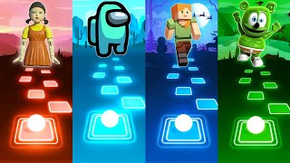 Squid Game VS Among Us VS Minecraft VS Gummy Bear  Tiles Hop EDM Rush [upl. by Carisa]