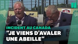 En pleine conférence de presse cet homme politique canadien avale une abeille [upl. by Murielle]