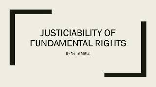 Basics of Indian Constitution Justiciability of fundamental Rights [upl. by Bow]