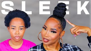 How To EASIEST Top Knot Bun Ever On Natural Hair 101 DIY Tutorial [upl. by Netnert]