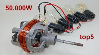 Free Energy 240V Generator Top5 Copper Coil Light Bulb Electric Condenser 50KV Transformer Idea [upl. by Donica]