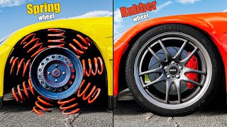 Spring Wheel vs Rubber Wheel  Beamng drive [upl. by Oijimer]