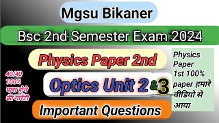 bsc physics optics important questionsbsc 2nd semester important questions mgsu mgsu sem2 [upl. by Airdnaxela982]