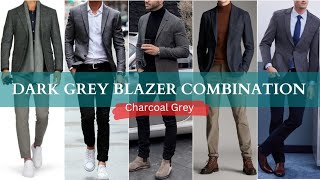 Dark Grey Blazer Matching Shirt and Pants  Charcoal Grey Blazer Combination [upl. by Euhc]