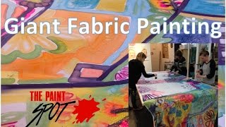 Giant Fabric Painting with Dye Na Flow [upl. by Notyap133]