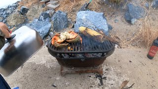 Catching my first fish from the kayak and grilling a rock crab [upl. by Auhel]