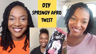 HOW TO DIY TWISTSPRINGY AFRO TWISTpt2 EASY PROTECTIVE STYLE  4C NATURAL HAIR OUTRE XPRESSION [upl. by Durrej474]