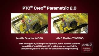 AMD FirePro W5000 vs Nvidia Quadro K2000 and W7000 vs K4000 in PTC Creo 2 [upl. by Frederich]