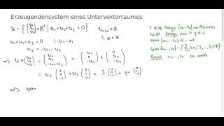 BasisErzeugendensystem eines Untervektorraumes [upl. by Batholomew16]